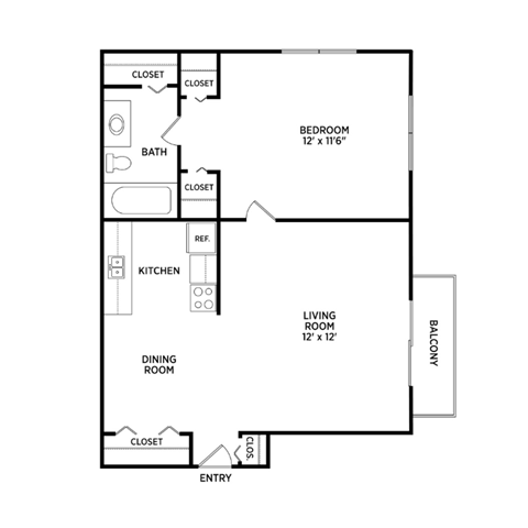 1 bedroom apartment floor plans in East Lansing, MI near Michigan State University | Woodside